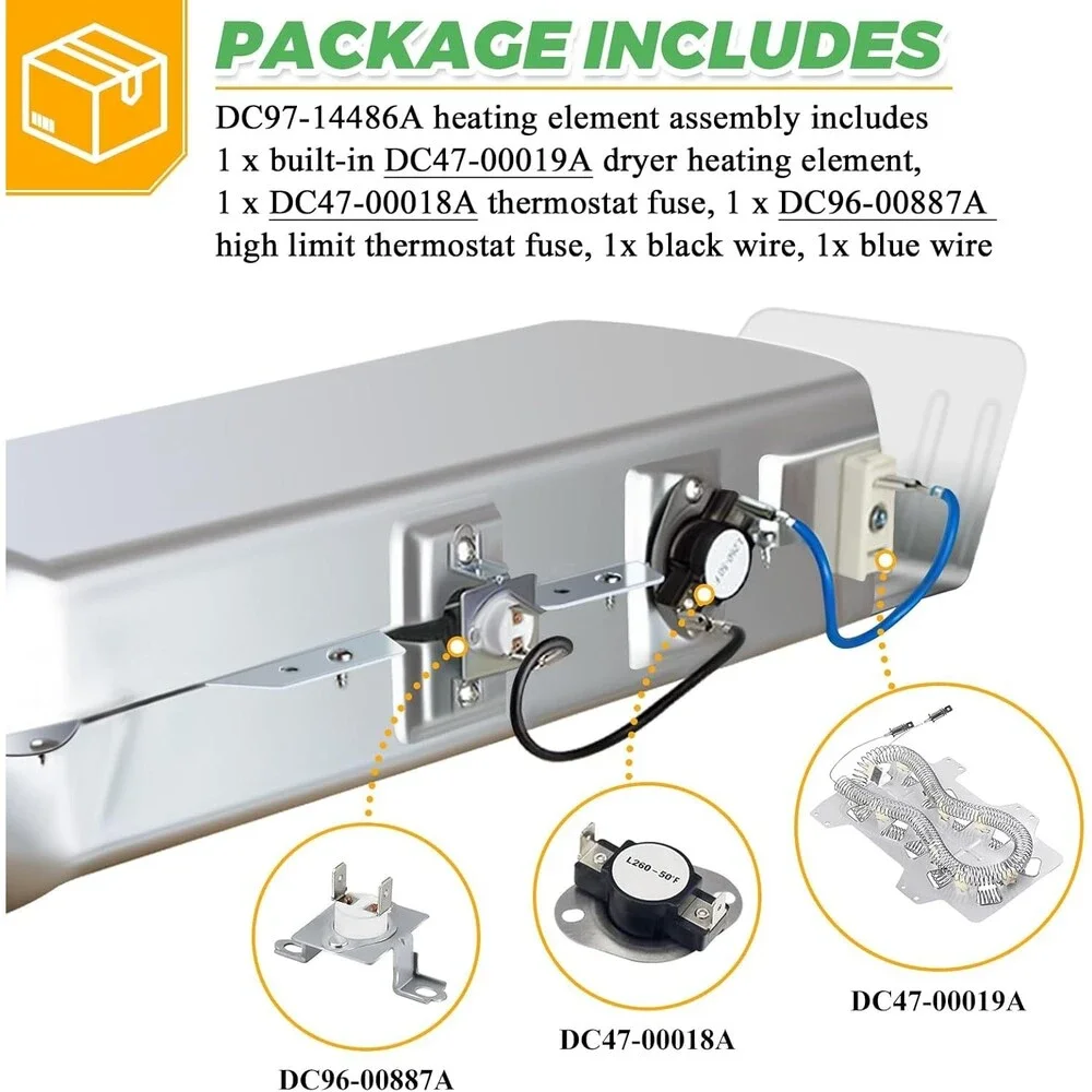 2026 Upgraded DC97-14486A DC97-14486D Dryer Heating Element for Samsung